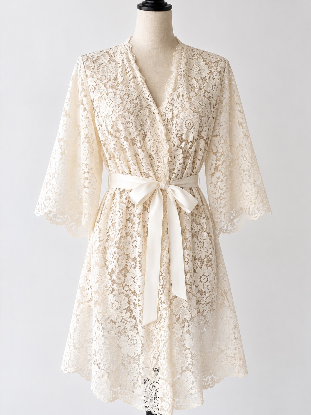 Girl & A Serious Dream Elizabeth Lace Bridal Robe Ivory XL Wedding